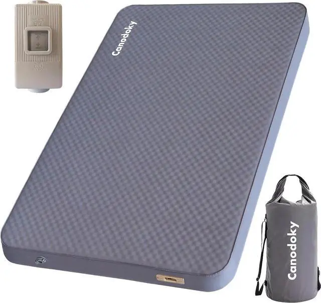 Alt view image 3 of 6 - 4" Ultra-Thick Self-Inflating Sleeping Pad with 3-in-1 Rechargeable Pump, Air Adjustable Foam Camping Mattress, 9.5R Heavy-Duty Double Sleeping Pad for Car, Truck, Van, Rooftop Tent 4-Season Use