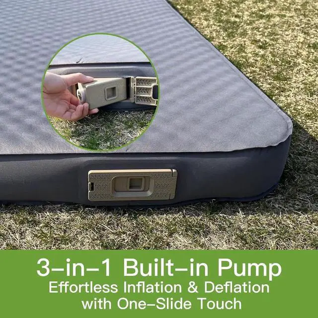 Alt view image 4 of 6 - 4" Ultra-Thick Self-Inflating Sleeping Pad with 3-in-1 Rechargeable Pump, Air Adjustable Foam Camping Mattress, 9.5R Heavy-Duty Double Sleeping Pad for Car, Truck, Van, Rooftop Tent 4-Season Use