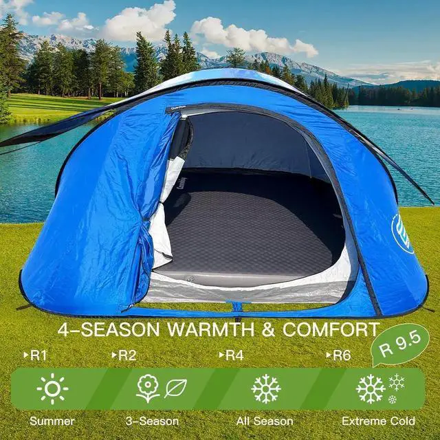 Main image of 4" Ultra-Thick Self-Inflating Sleeping Pad with 3-in-1 Rechargeable Pump, Air Adjustable Foam Camping Mattress, 9.5R Heavy-Duty Double Sleeping Pad for Car, Truck, Van, Rooftop Tent 4-Season Use