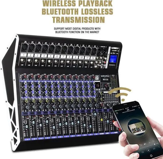 Alt view image 5 of 7 - MX-120 Professional Mixer (12-Channel) for Recording DJ Stage Karaoke/W Graphic Equalizer and DSP Effector w/USB Drive for Recording Input, XLR Microphone Jack, 48V Power, RCA Output