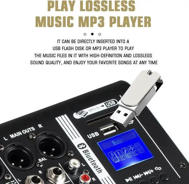 Alt view image 7 of 7 - MX-120 Professional Mixer (12-Channel) for Recording DJ Stage Karaoke/W Graphic Equalizer and DSP Effector w/USB Drive for Recording Input, XLR Microphone Jack, 48V Power, RCA Output