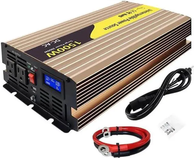 Main image of 1500W Sump Pump Battery Backup Power System,Basment Protection Sump Pump Inverter with LCD Display and Automatic Battery Backup Switching for Basement Emergency and Power Outage Backup, (Gold)