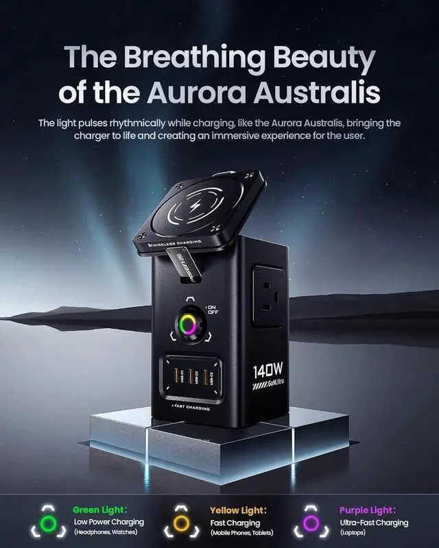 Alt view image 4 of 7 - 8-in-1 Mag-Safe Charger Stand - 140W Charging Station for Multiple Devices Mag-Safe Stand Magnetic Qi2 Wireless Charger for iPhone 16/15/14/13/12 Series, Magnetic Charger for Apple Watch