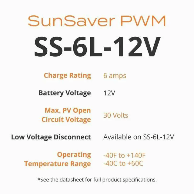 Alt view image 3 of 6 - Morningstar SunSaver 20A PWM Solar Charge Controller (SS-20L-24V) - Solar Panel Regulator for 24V Batteries, Four Stage Battery Charging, LVD, HazLoc Rated, Low Noise, 5 Year WTY - Designed in the USA
