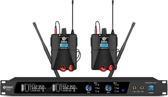 Alt view image 2 of 7 - Audio PRO Mono ER-202 UHF Dual Channel Wireless in Ear Monitor System with Monitoring Type for Stage, Receiver, Studio, Guitar, Band Performance (2 Bodypack with Transmitter)