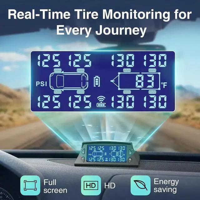 Alt view image 5 of 6 - RV Tire Pressure Monitoring System, RV TPMS with 4 Sensors (0-188 PSI), Solar Charging, 6 Alarm Modes, Auto Sleep Mode, LCD Display, Tire Pressure Monitor System for RV/Trailer/SemiTruck