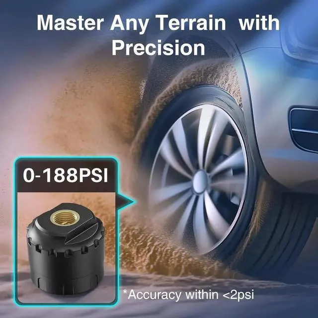 Alt view image 3 of 6 - RV Tire Pressure Monitoring System, RV TPMS with 4 Sensors (0-188 PSI), Solar Charging, 6 Alarm Modes, Auto Sleep Mode, LCD Display, Tire Pressure Monitor System for RV/Trailer/SemiTruck