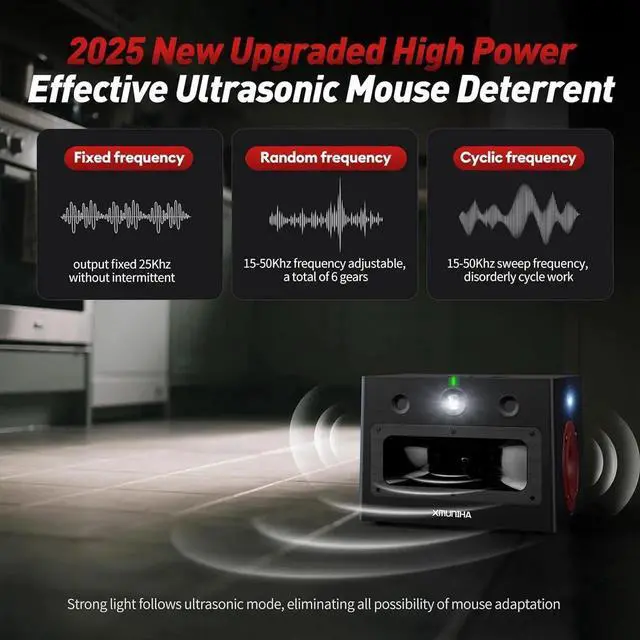 Alt view image 7 of 7 - High Power Ultrasonic Mouse Repellent, Plug-in and Bionic Cat-Call Rodent Detterent, Pest Repellent for Buildings, Garages, Attics, Warehouse, Restaurant, Supermarket, Coverage up to 6000 Square Feet
