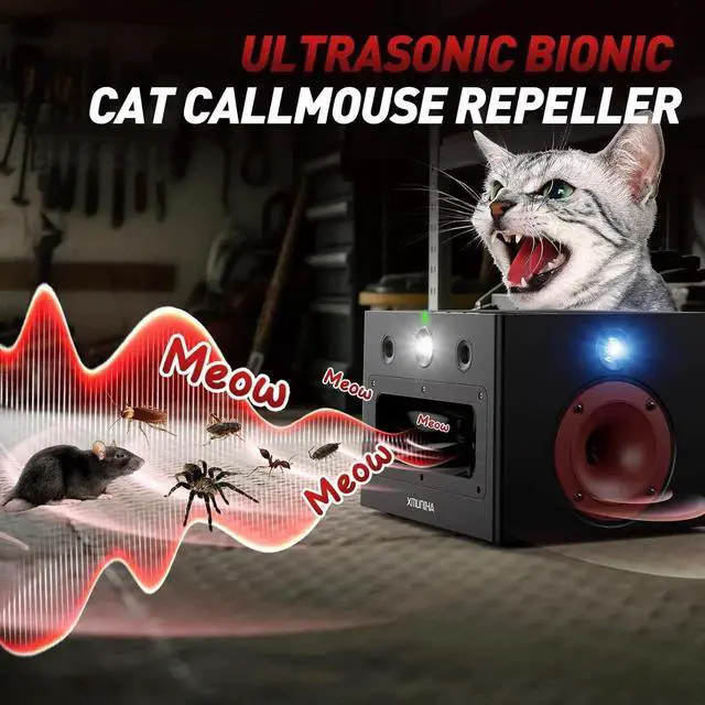 Alt view image 2 of 7 - High Power Ultrasonic Mouse Repellent, Plug-in and Bionic Cat-Call Rodent Detterent, Pest Repellent for Buildings, Garages, Attics, Warehouse, Restaurant, Supermarket, Coverage up to 6000 Square Feet