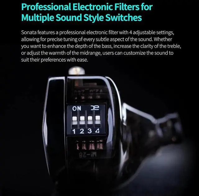 Alt view image 5 of 7 - Sonata 14BA IEMs, in-Ear Monitor Headphone High-Performance Flagship HiFi Earphones with 4 Tuning Switches, Clarity in All Frequency Stereo Sound Comfortable Headphones for Musicians (Tuning)