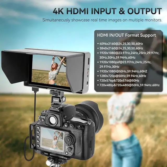 Alt view image 7 of 7 - Camera Monitor 4K HDMI HDR with 5.5 Inch IPS Touchscreen & 3D LUT, DSLR Camera Field Monitor/External Monitor for Filming Site Setu