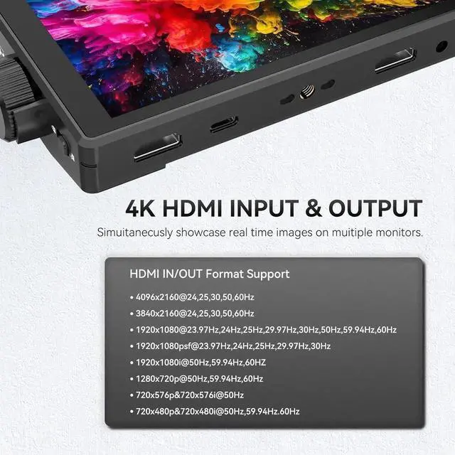 Alt view image 5 of 7 - Camera Monitor 4K HDMI HDR with 5.5 Inch IPS Touchscreen & 3D LUT, DSLR Camera Field Monitor/External Monitor for Filming Site Setu