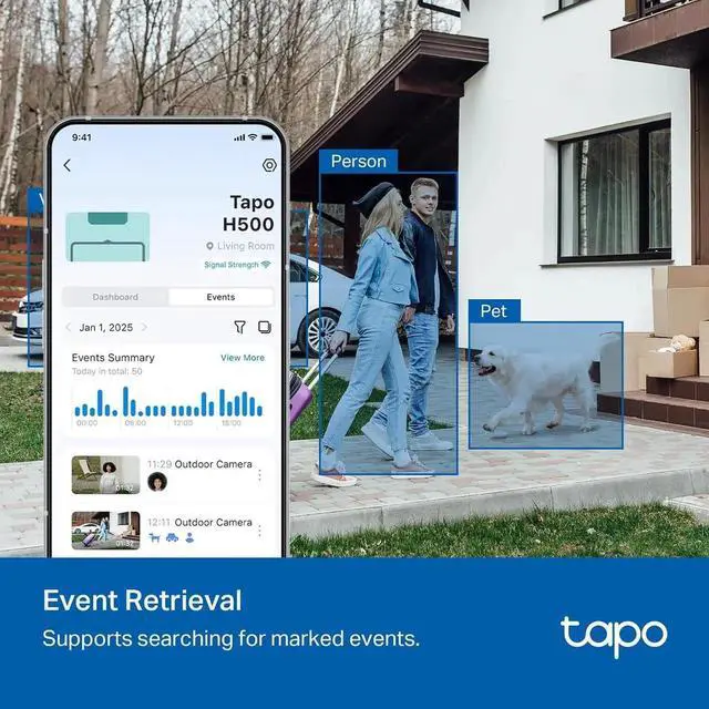 Alt view image 3 of 6 - Tapo Smart Home Central Hub for Smart Devices Connect up to 16 Tapo Cameras & 64 Sub-G Sensors, Built-in 16GB Storage + 2.5'' SATA Expandable Storage Option, Improves Camera AI Accuracy Tapo H500