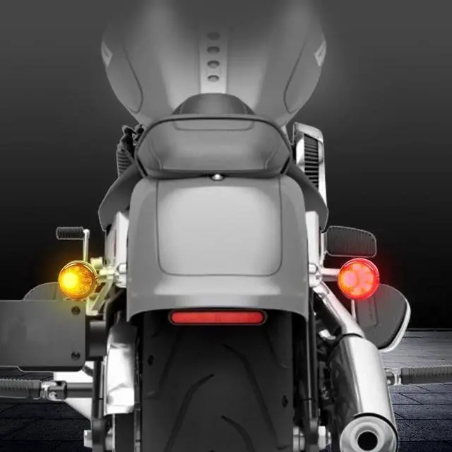 Alt view image 6 of 6 - Chrome Bullet Rear LED Turn Signals, Motorcycle Brake Taillights 12V Tail Lights Compatible with Halrey Sportster 1200 883 Softail Fatboy 1990-2024