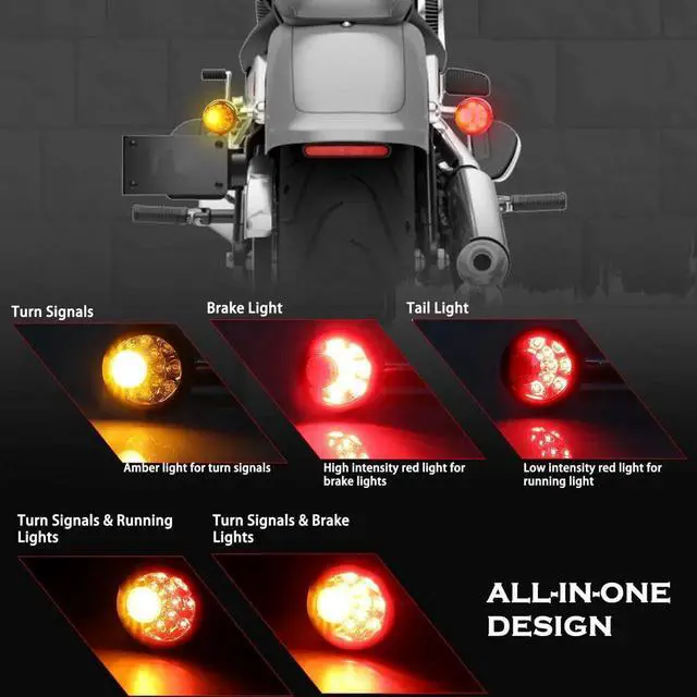 Alt view image 3 of 6 - Chrome Bullet Rear LED Turn Signals, Motorcycle Brake Taillights 12V Tail Lights Compatible with Halrey Sportster 1200 883 Softail Fatboy 1990-2024