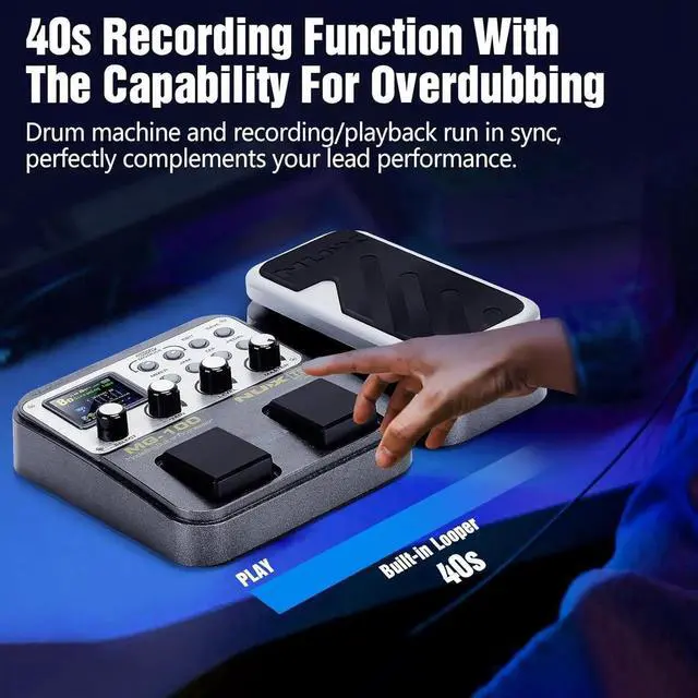 Alt view image 6 of 7 - MG-100 Professional Multi Effects Guitar Pedal, Electric Guitar Effects Pedal with 58 Effects, Guitar Effects Processor with Wah Pedal for Sound Di Electric Guitar Bass Loop Alifier Tube Pedal