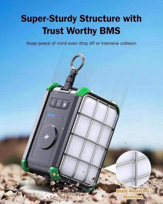 Alt view image 5 of 7 - Portable Power Station 153Wh Small Solar Generator with Hand Crank 120V 150W AC Outlet Lithium Battery Power Bank, Wireless Charging Emergency Charger for Outdoor Camping Travel Home Backup