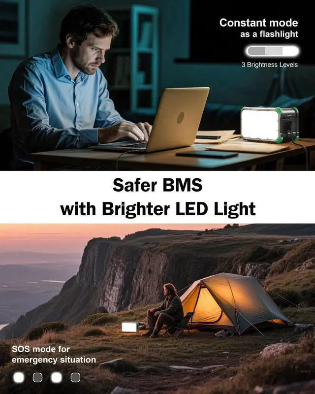 Alt view image 4 of 7 - Portable Power Station 153Wh Small Solar Generator with Hand Crank 120V 150W AC Outlet Lithium Battery Power Bank, Wireless Charging Emergency Charger for Outdoor Camping Travel Home Backup