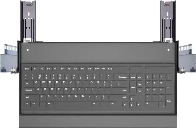 Alt view image 7 of 7 - 1U Keyboard Tray 8" Deep -Universal 19" Rack Mount Sliding Shelf for Network Equipments Server Rack or Cabinet (8inch)