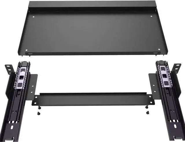 Alt view image 2 of 7 - 1U Keyboard Tray 8" Deep -Universal 19" Rack Mount Sliding Shelf for Network Equipments Server Rack or Cabinet (8inch)