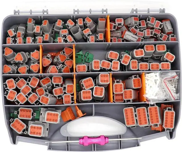 Main image of 601 Pcs for DT Deutsch Connector Kit,Gray 2 3 4 6 8 12 Pin DT Connectors Size 16 Stamped Formed Contacts(14-18AWG),DT Connector Removal Tool Included