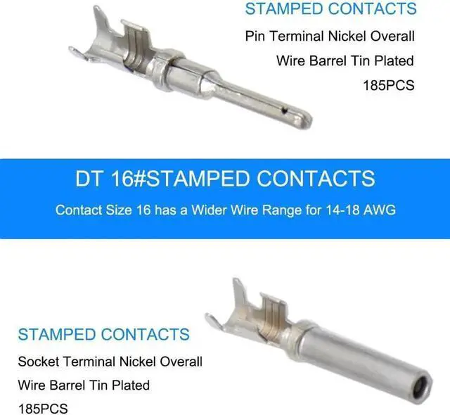 Alt view image 7 of 7 - 601 Pcs for DT Deutsch Connector Kit,Gray 2 3 4 6 8 12 Pin DT Connectors Size 16 Stamped Formed Contacts(14-18AWG),DT Connector Removal Tool Included