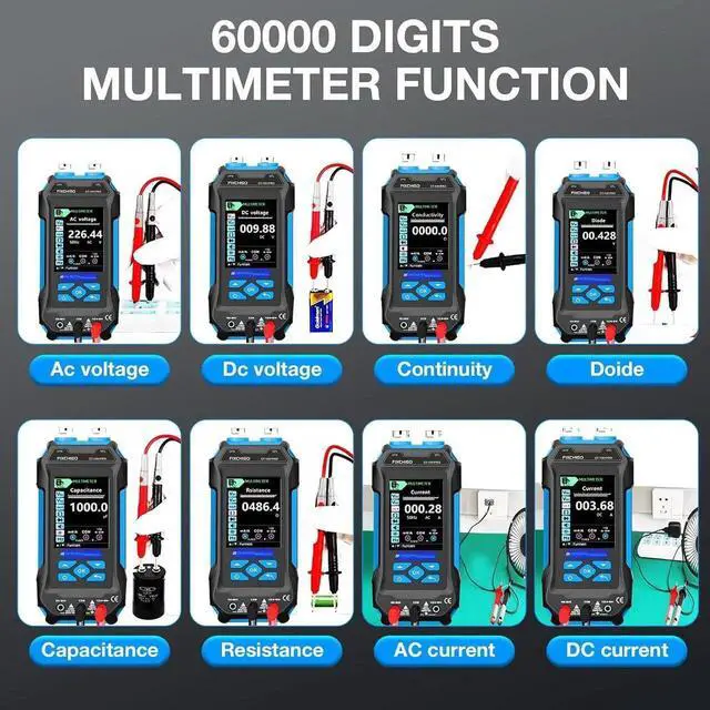 Alt view image 4 of 7 - 11 In 1 Network Cable Tester with 60000 Digit Multimeter 7 Wavelengths OPM 10Km/10mW VFL 600M Measurable Length 100 Records Tool Kit for CAT5 CAT6 Telephone Ethernet RJ11 RJ45 PoE Wire Tracer NCV,Blue