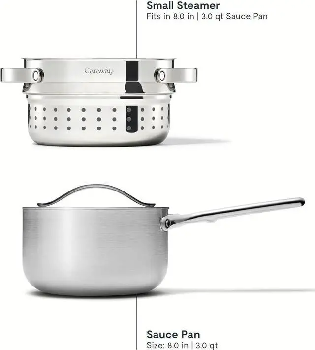 Alt view image 5 of 7 - Stainless Steel Sauce Pan (3 Qt) & Steamer - 5-Ply Stainless Steel - Oven Safe & Stovetop Agnostic - Non Toxic, PTFE & PFOA Free