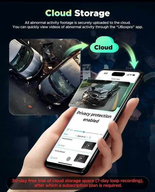 Alt view image 3 of 7 - 4G LTE Cellular Dash Cam Front Inside Remote Live-View & Location Event Video Alarm Upload to Cloud Storage Car Security Camera 24/7 Parking Mode OBD Power Cable