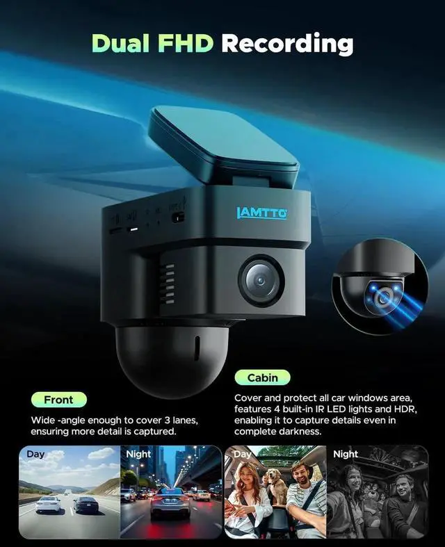 Alt view image 7 of 7 - 4G LTE Cellular Dash Cam Front Inside Remote Live-View & Location Event Video Alarm Upload to Cloud Storage Car Security Camera 24/7 Parking Mode OBD Power Cable