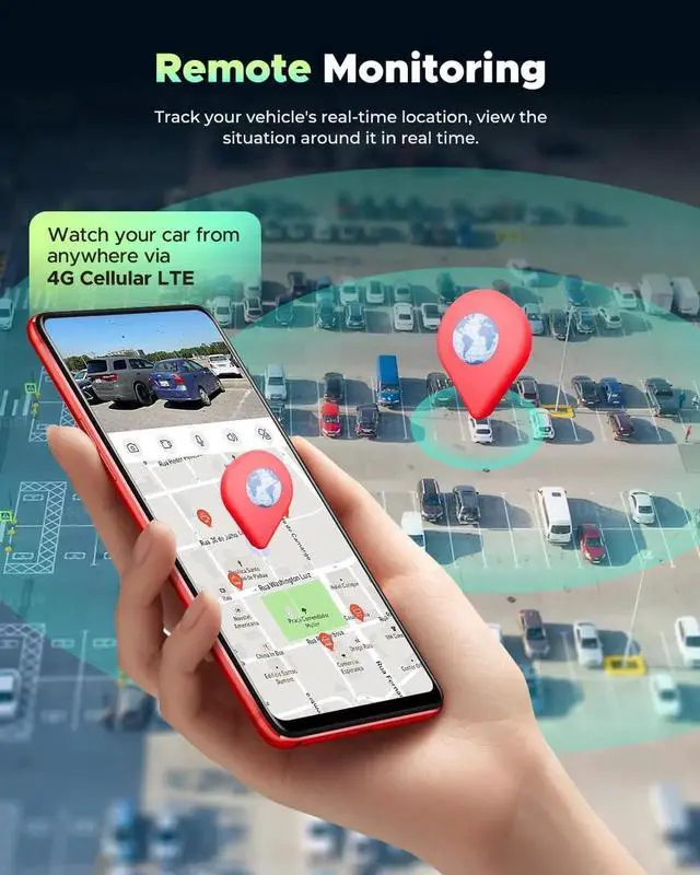 Alt view image 4 of 7 - 4G LTE Cellular Dash Cam Front Inside Remote Live-View & Location Event Video Alarm Upload to Cloud Storage Car Security Camera 24/7 Parking Mode OBD Power Cable