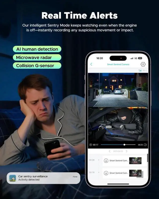 Alt view image 6 of 7 - 4G LTE Cellular Dash Cam Front Inside Remote Live-View & Location Event Video Alarm Upload to Cloud Storage Car Security Camera 24/7 Parking Mode OBD Power Cable
