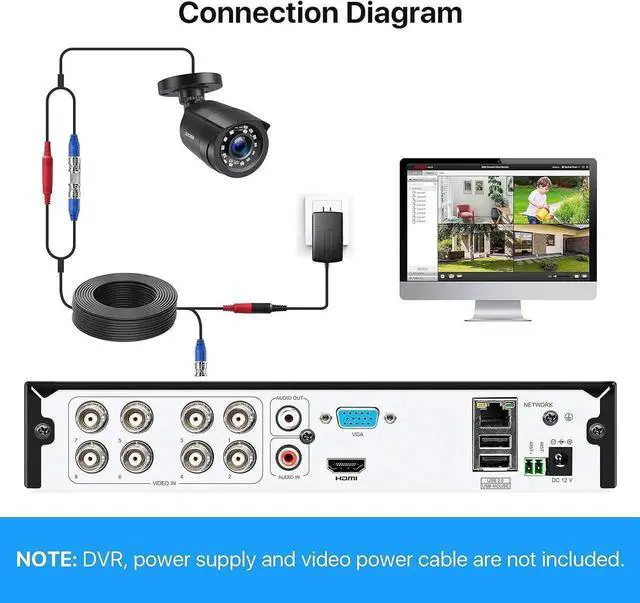 Alt view image 7 of 7 - 1080P 4 Pack HD TVI Security Cameras, 80ft Night Vision, Outdoor Indoor Weatherproof Bullet Camera for 1080P/5MP/4K HD TVI Analog CCTV DVR System