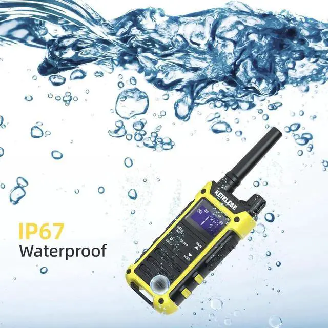 Alt view image 5 of 7 - T3F IP67 Waterproof Walkie Talkies, FRS Two Way Radio with Earpiece, Triple Proof, Three Charging Options, USB/Type C Radio, NOAA, VOX (2 Pack), Black/Yellow