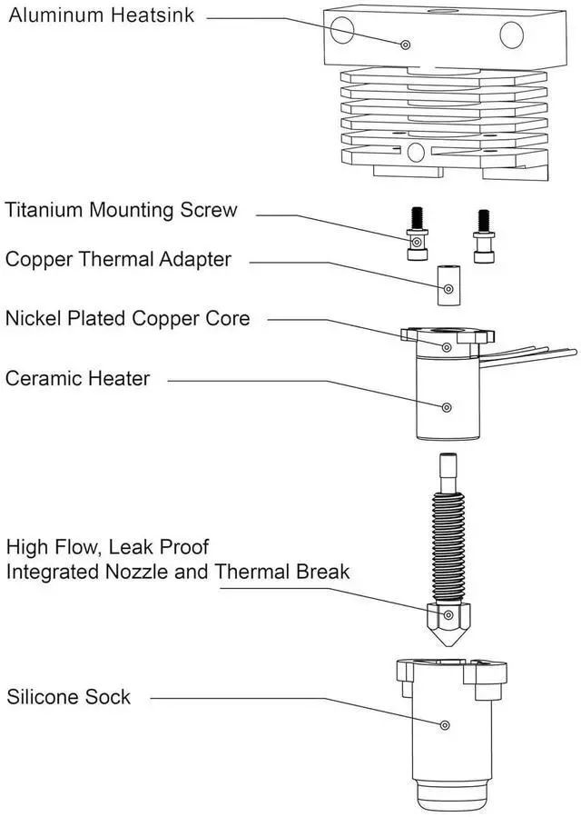 Alt view image 6 of 7 - Microswiss FlowTech Hotend for Neptune 4/4 Pro - Leakproof Nozzle - Cold Nozzle Change - High Flow - All Metal Design - Made in USA