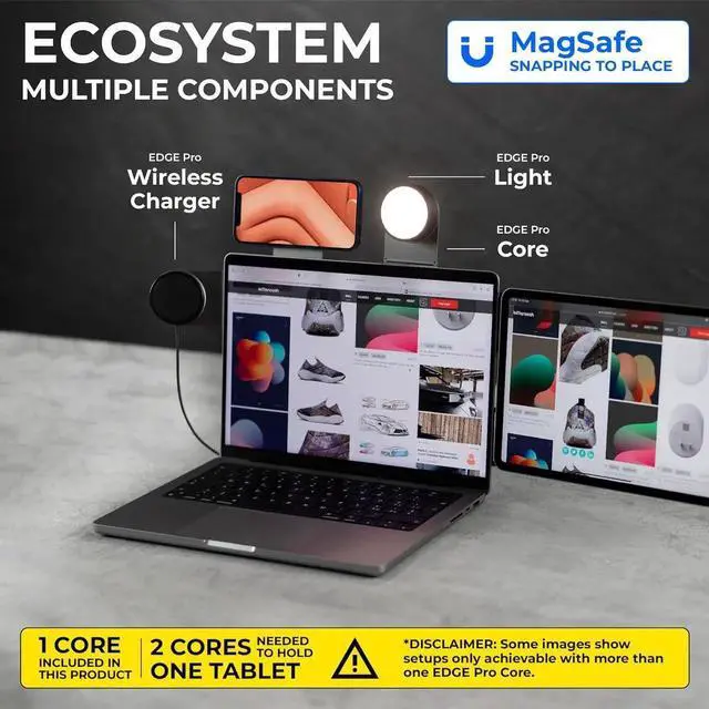 Alt view image 4 of 6 - Edge Pro Full Kit - Mount for Mobile Magnetic Phone Holder, Stand & Wireless Charger, 1000 Lumen Light, Black