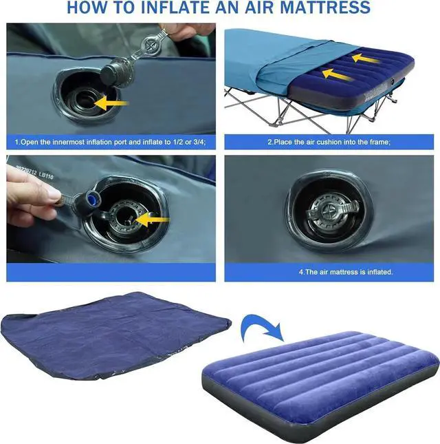 Alt view image 6 of 7 - Camping Cot,Camping Cots for Adults,Folding Camping Cot with Inflatable Air Mattress and Carry Bag,for Outdoor Travel Camp Beach Vacation (not Included The Airpump)