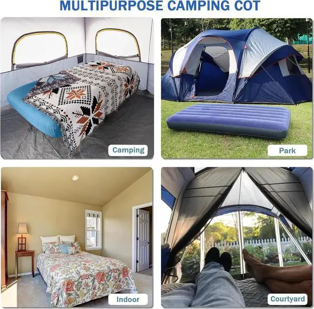 Alt view image 7 of 7 - Camping Cot,Camping Cots for Adults,Folding Camping Cot with Inflatable Air Mattress and Carry Bag,for Outdoor Travel Camp Beach Vacation (not Included The Airpump)