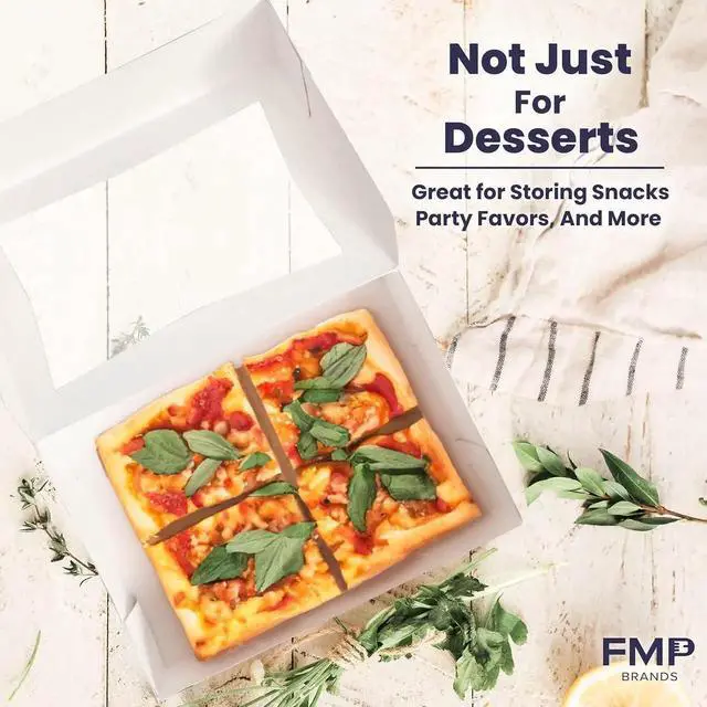 Alt view image 2 of 7 - 100 Pack 14 x 10 x 4 Inches White Bakery Boxes with Window, Auto-Popup Cardboard Gift Packaging and Baking Containers, Cupcake, Cookie and Loaf Bread Boxes