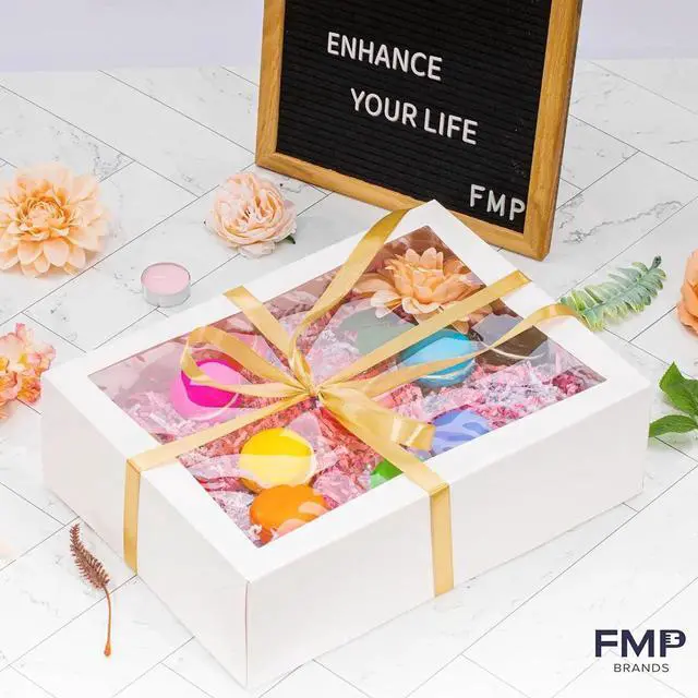 Alt view image 3 of 7 - 100 Pack 14 x 10 x 4 Inches White Bakery Boxes with Window, Auto-Popup Cardboard Gift Packaging and Baking Containers, Cupcake, Cookie and Loaf Bread Boxes