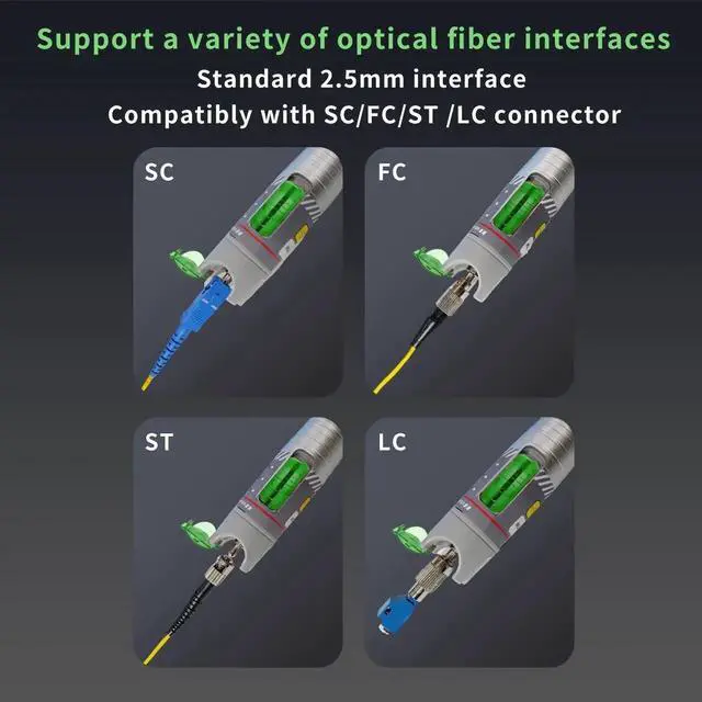 Alt view image 4 of 7 - 2PCS 100KM Visual Fault Locator for Fiber Optic Cables, VFL Supports FC/ST/SC Interfaces, Long-Range Fault Finder, Fiber Light Pen Tester, High-Precision OTDR Mapping Tool for FTTH, Telecom, Datacom