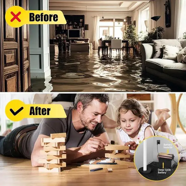 Alt view image 2 of 7 - 1500 Watt Sum Pump Battery Backup, Pure Sine Wave with Built-in 5V/1A USB Port,Hardwire Terminal,LCD Displays, Sump Pump Backup Power for Emergency and Outdoor Electricity Use