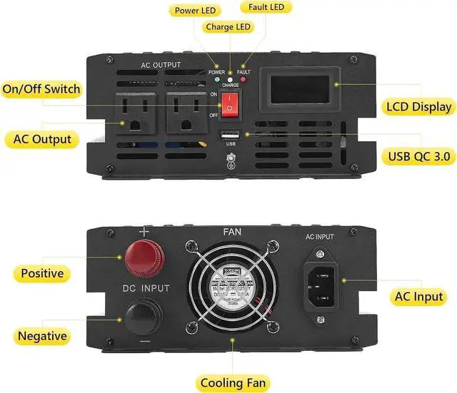 Alt view image 7 of 7 - 1500 Watt Sum Pump Battery Backup, Pure Sine Wave with Built-in 5V/1A USB Port,Hardwire Terminal,LCD Displays, Sump Pump Backup Power for Emergency and Outdoor Electricity Use