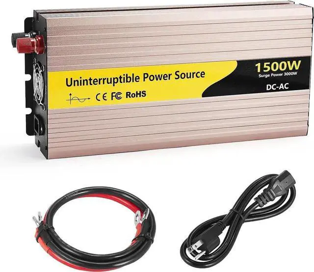 Main image of 1500 Watt Sum Pump Battery Backup, Pure Sine Wave with Built-in 5V/1A USB Port,Hardwire Terminal,LCD Displays, Sump Pump Backup Power for Emergency and Outdoor Electricity Use