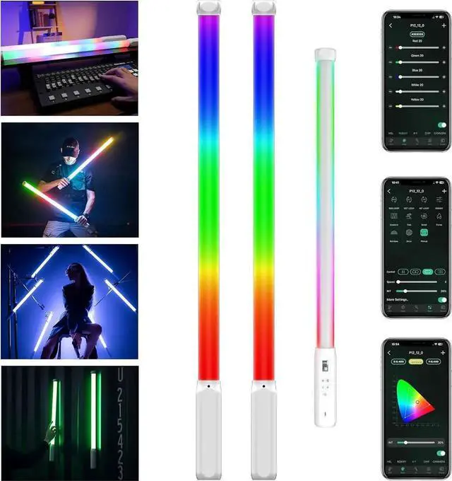 Main image of P12 2 Pack RGB Tube Light, Full Color RGBWY Handheld LED Stick Light Wand with DMX App Control, 11 Pixel Effects 26 Scenes, Built-in Magnet, 2500-8500K, 2500mAh Battery, PD Fast Charging