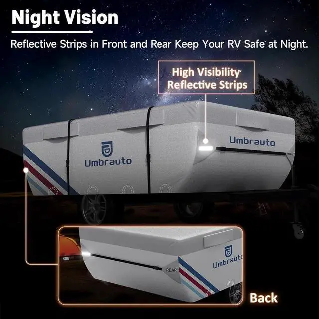 Alt view image 2 of 7 - Pop Up Camper Cover for 16'-18' Folding Tent Trailers, 300D Silver Oxford, Waterproof, Windproof, Sun-Resistant, Tear-Resistant, Heavy-Duty RV Cover with Straps & Air Vents