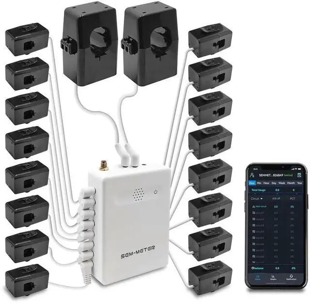 Main image of Sm Home Energy Monitor with 16 50A Circuit Ll Sensors, Measure Power Usage in Real-Time, History with App (16 50A Circuit Ll Sensors) - Compatible with Home Assistant
