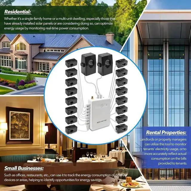 Alt view image 2 of 7 - Sm Home Energy Monitor with 16 50A Circuit Ll Sensors, Measure Power Usage in Real-Time, History with App (16 50A Circuit Ll Sensors) - Compatible with Home Assistant