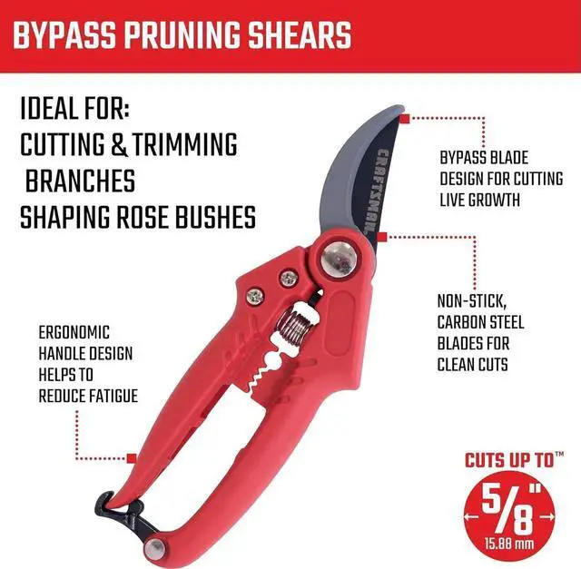 Alt view image 7 of 7 - 4-Piece Pruning Tools Set with Bypass Pruner, Lopper, Wavy Blade Hedge Shears & Swivel Grass Red -