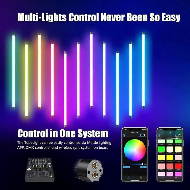 Alt view image 3 of 6 - TLX2 RGB Tube Light LED Full Color Port Video Light with APP DMX Control 2 ft 2800K-8000K CRI96 TLCI97 360° RGB CCT HSI Mode 10 Customiz Light Effects Built in Recharge Battery